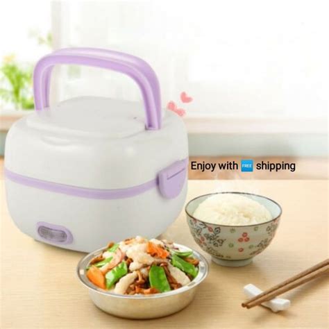 multifunction stainless steel electric mini rice cooker lunch box purple|1L Mini Rice Cooker, Multifunction Purple Electric Lunch Box, .